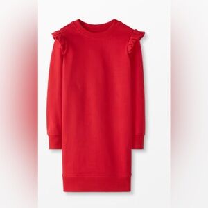 Hanna Andersson Girls' Long Sleeve Ruffled Dress In French Terry Red NWT Size 8